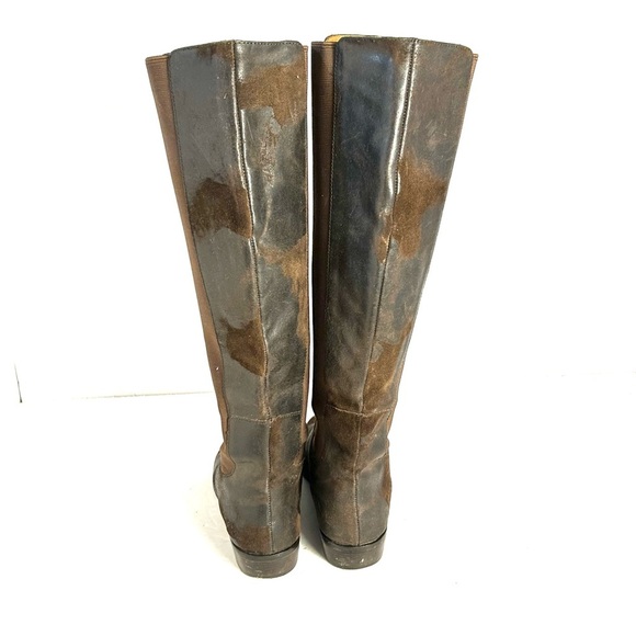 KORS Michael Kors Dark Brown Waxy Suede Leather Knee Boots Size 6 TINY FLAW - Picture 4 of 14